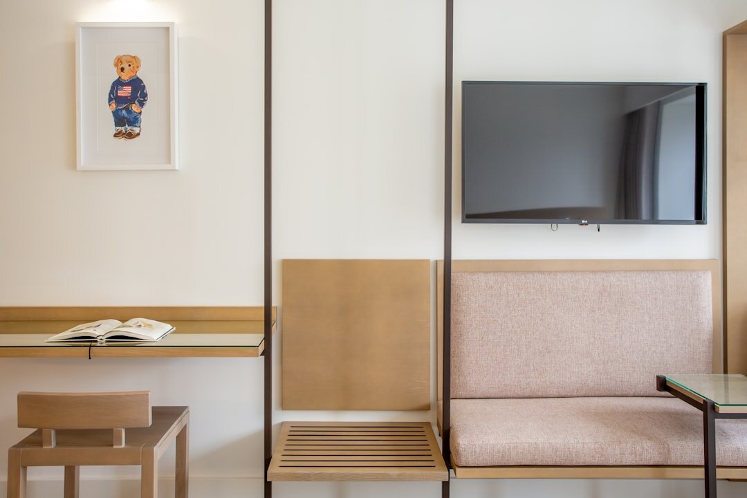 Modern professional TV studio interior with equipment